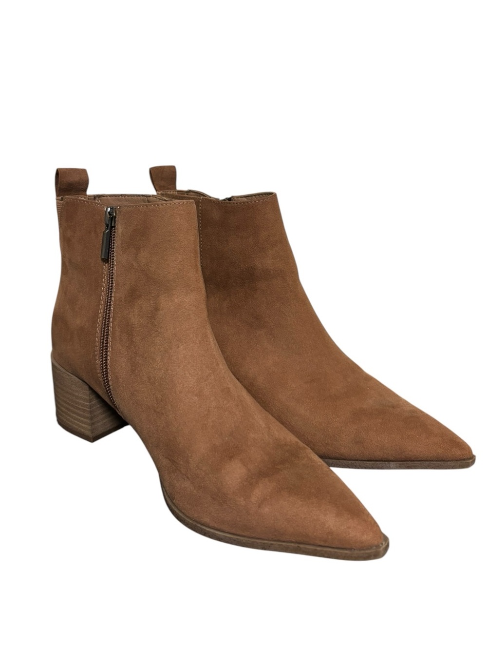Universal Thread Kennedy ankle boots cognac brown faux suede mid block heel 8.5